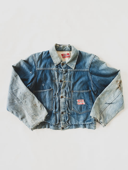 1940's Rare Distressed Buckle Back-less Jacket - S