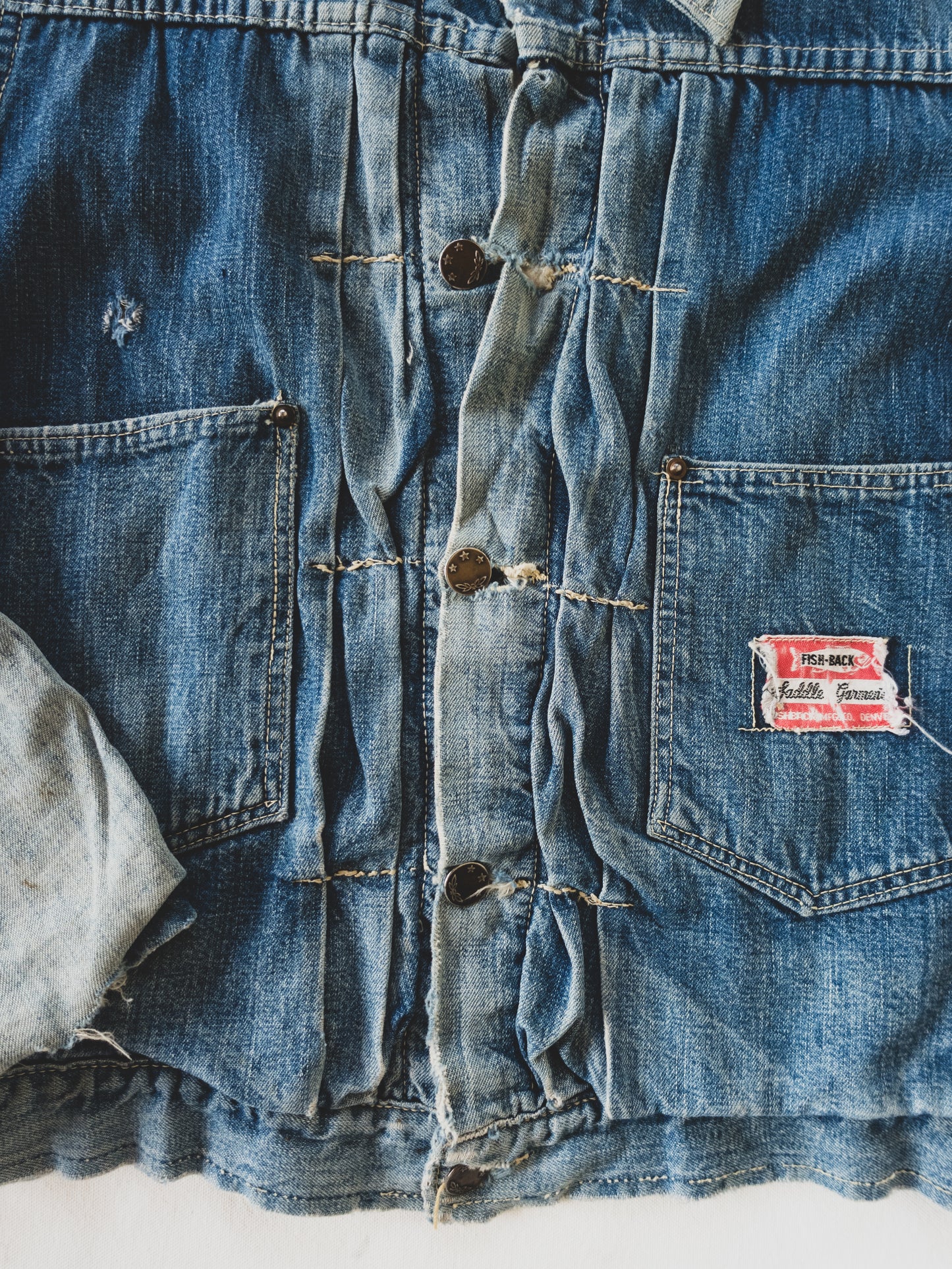 1940's Rare Distressed Buckle Back-less Jacket - S