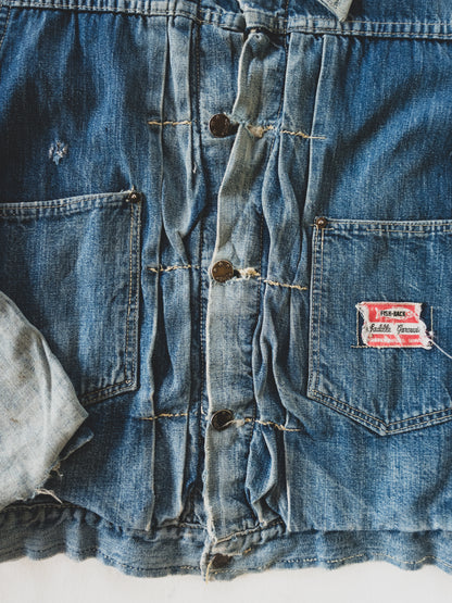 1940's Rare Distressed Buckle Back-less Jacket - S