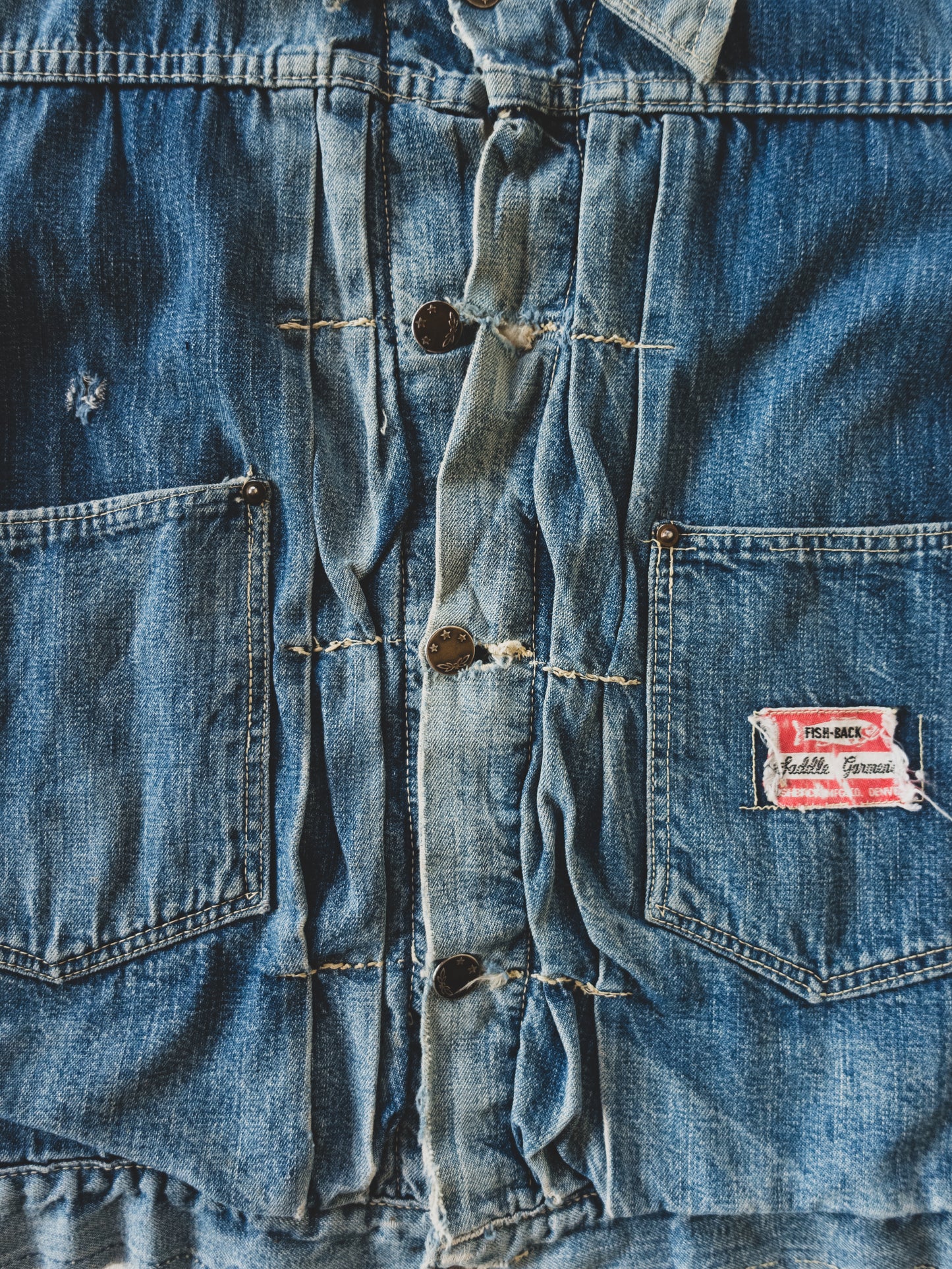 1940's Rare Distressed Buckle Back-less Jacket - S