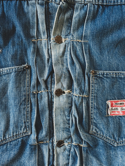 1940's Rare Distressed Buckle Back-less Jacket - S