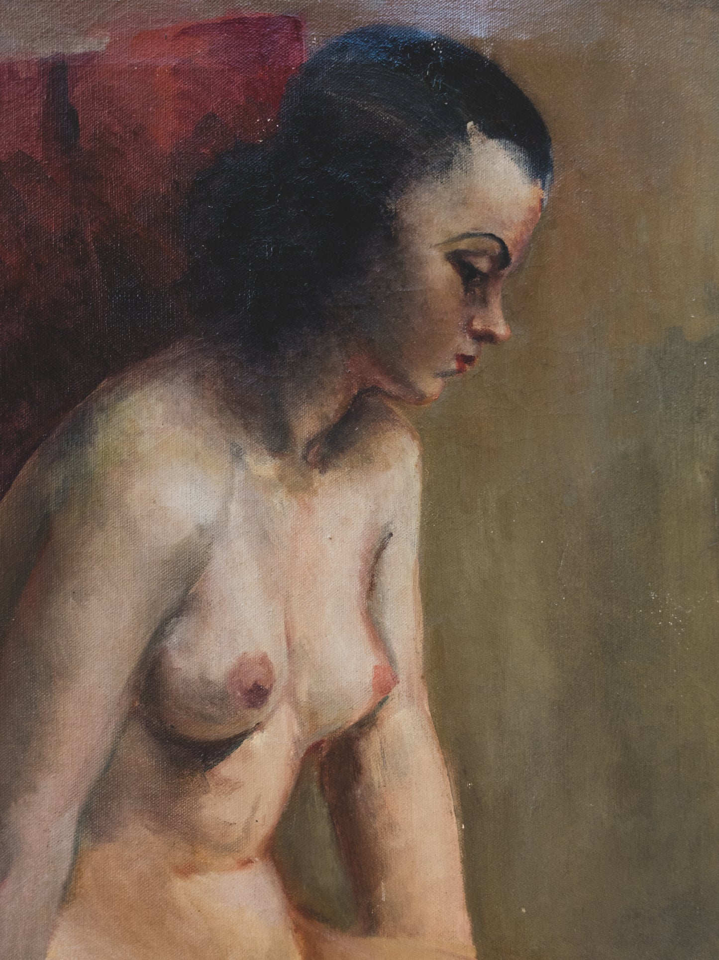 1940's Distressed Nude Oil Painting