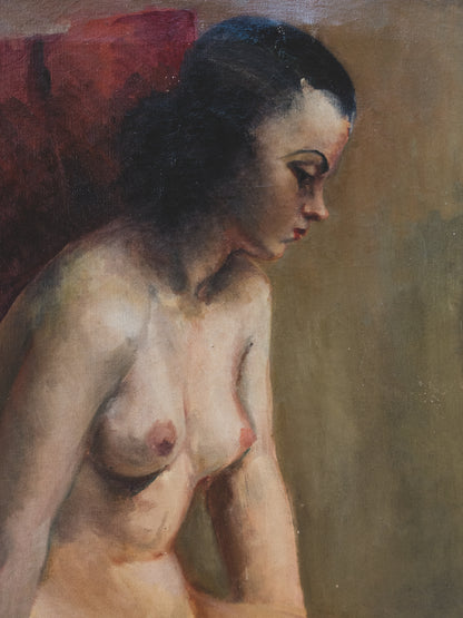 1940's Distressed Nude Oil Painting