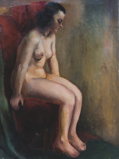 1940's Distressed Nude Oil Painting