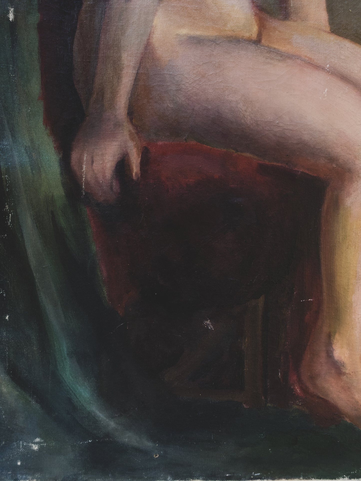 1940's Distressed Nude Oil Painting