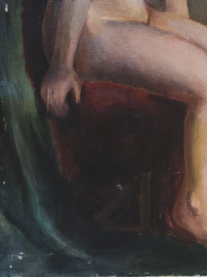1940's Distressed Nude Oil Painting