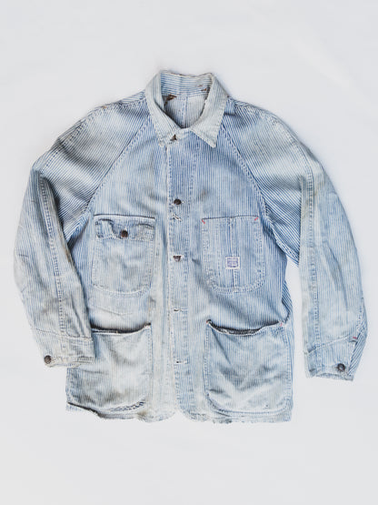 1940's Rare Faded Hickory Stripe Chore - M