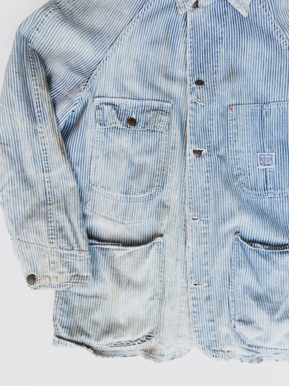 1940's Rare Faded Hickory Stripe Chore - M