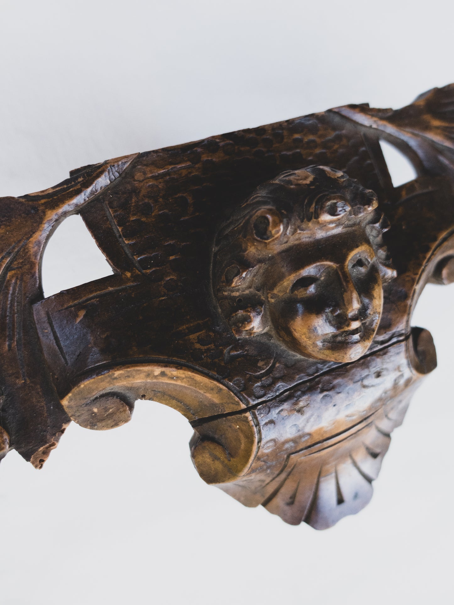 19th c. Hand Carved Cherub Fragment