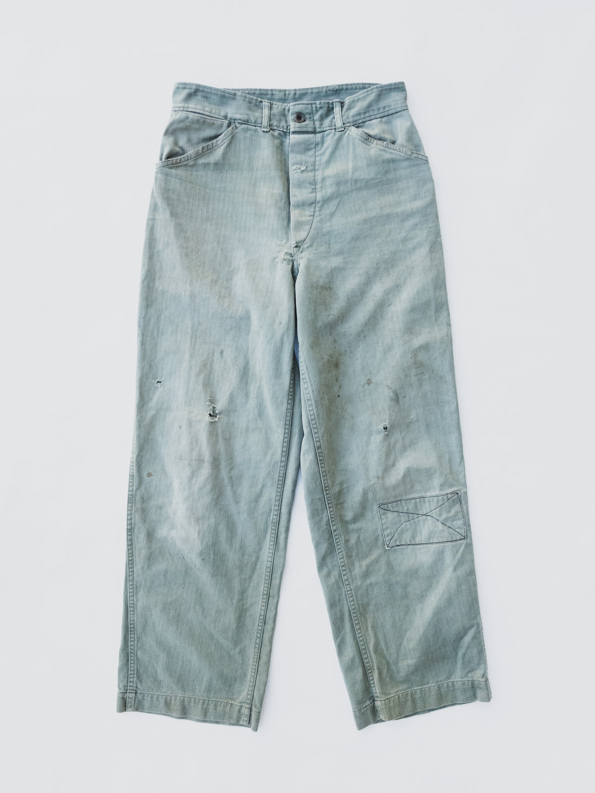 1940s Faded + Patched HBT Pants - 30x29
