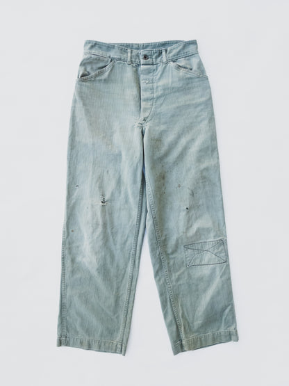 1940's Faded + Patched HBT Pants - 30x29