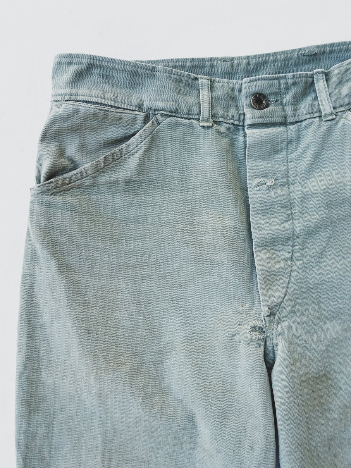 1940s Faded + Patched HBT Pants - 30x29