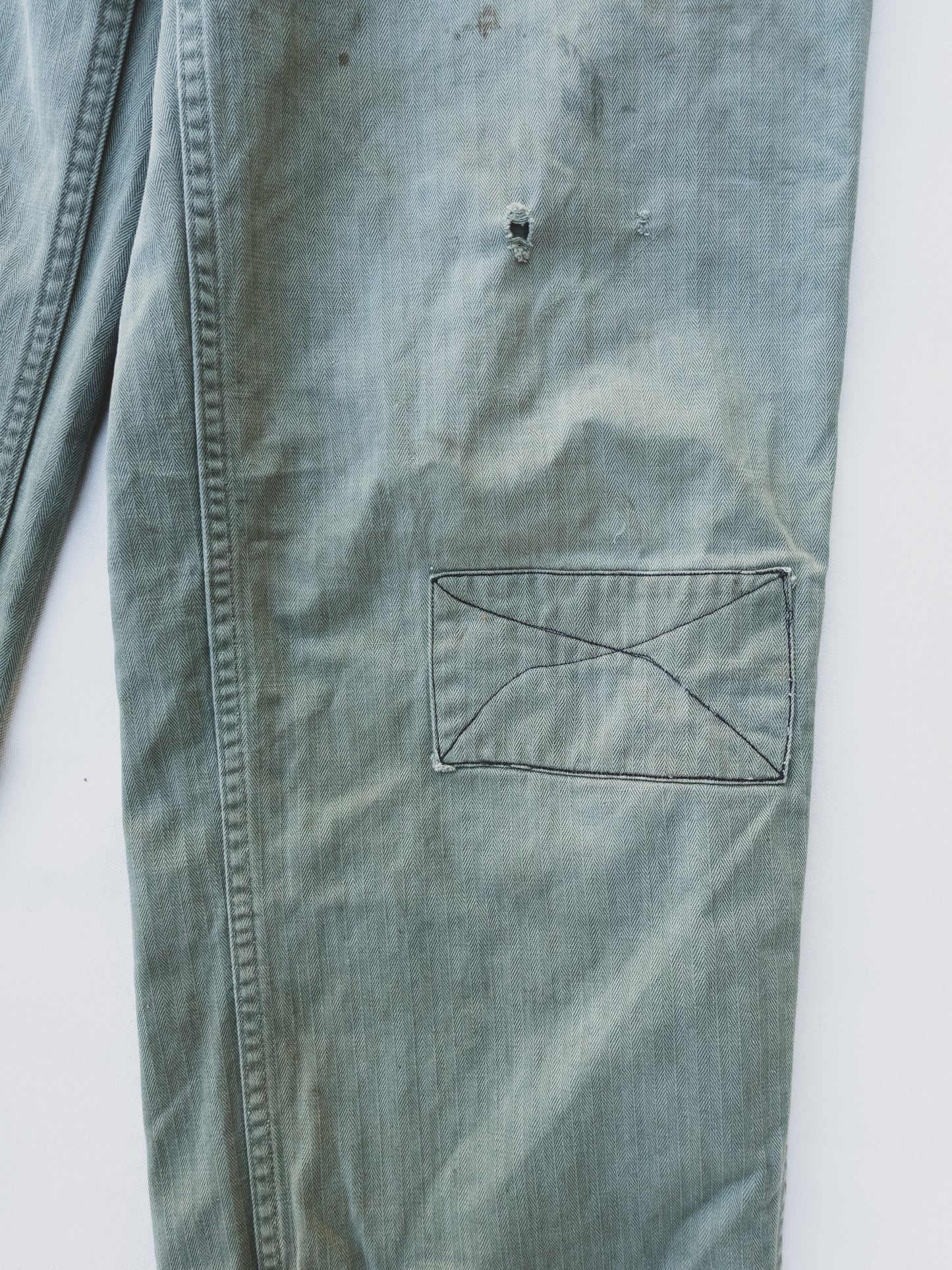 1940's Faded + Patched HBT Pants - 30x29