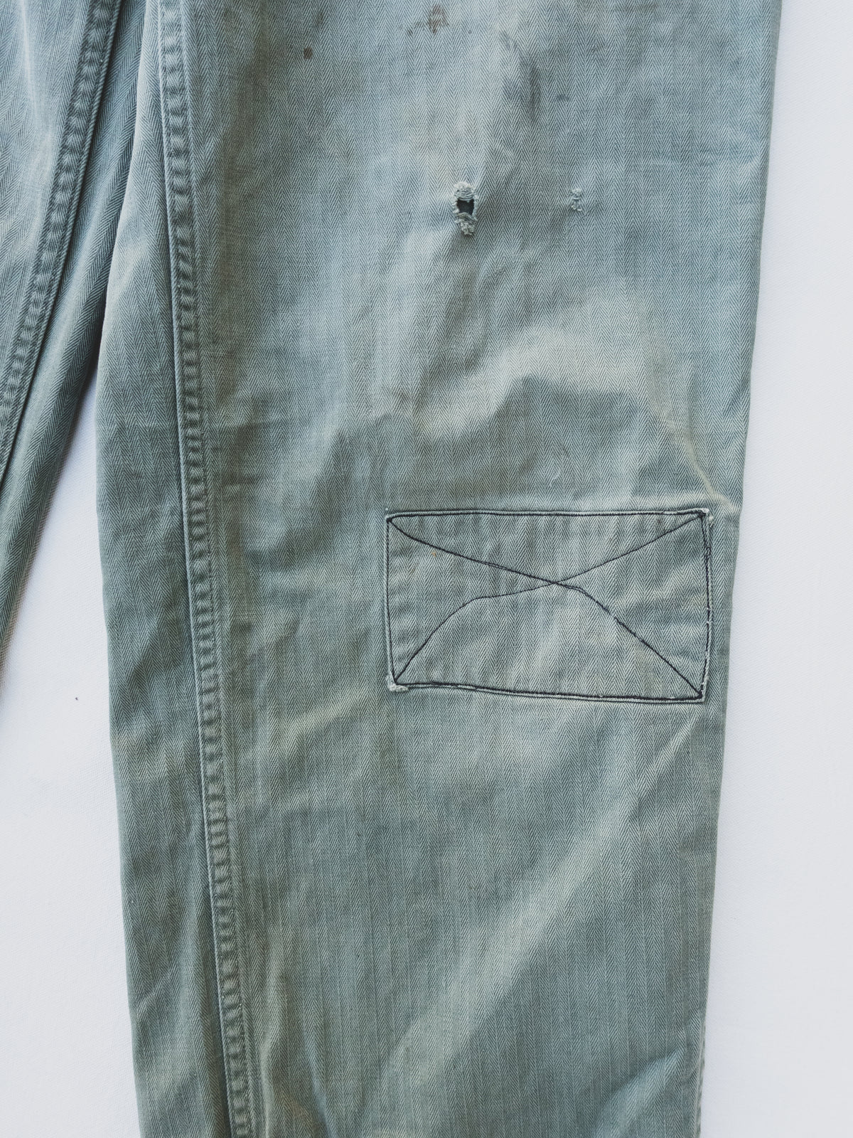 1940s Faded + Patched HBT Pants - 30x29