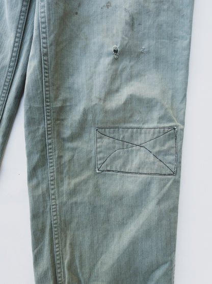1940's Faded + Patched HBT Pants - 30x29