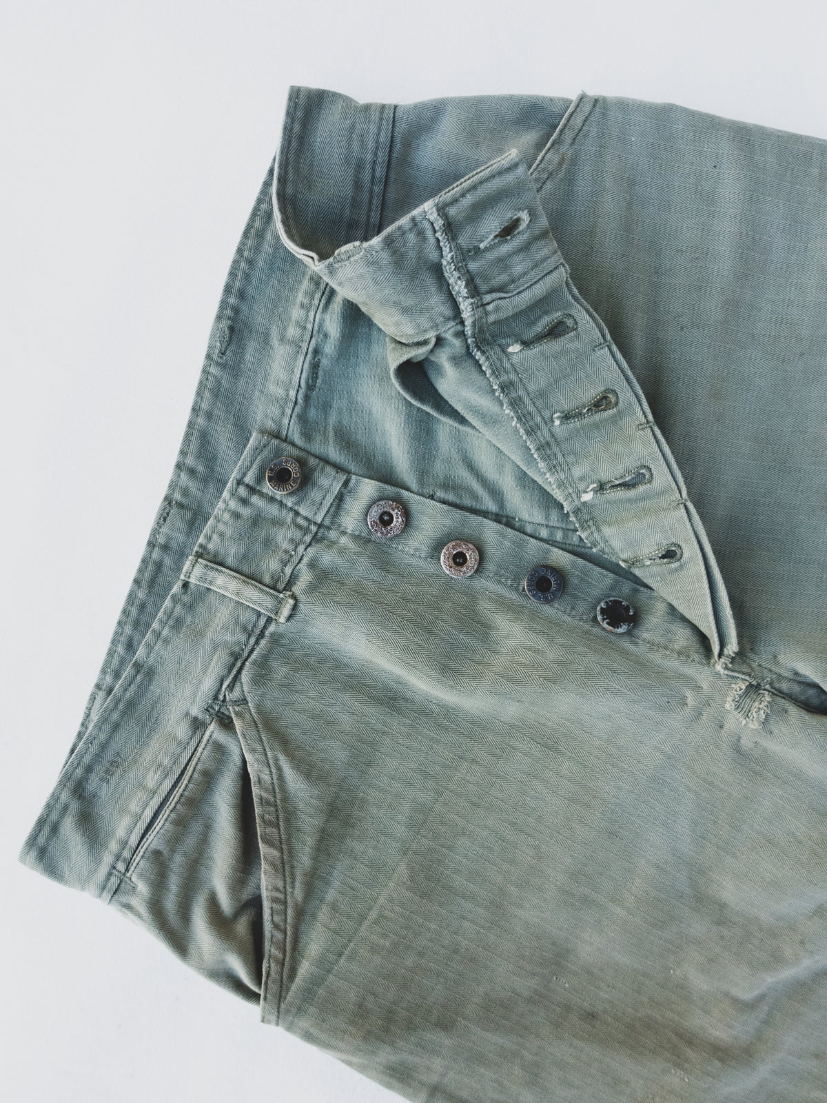 1940s Faded + Patched HBT Pants - 30x29