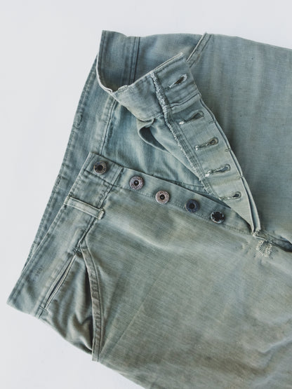 1940's Faded + Patched HBT Pants - 30x29
