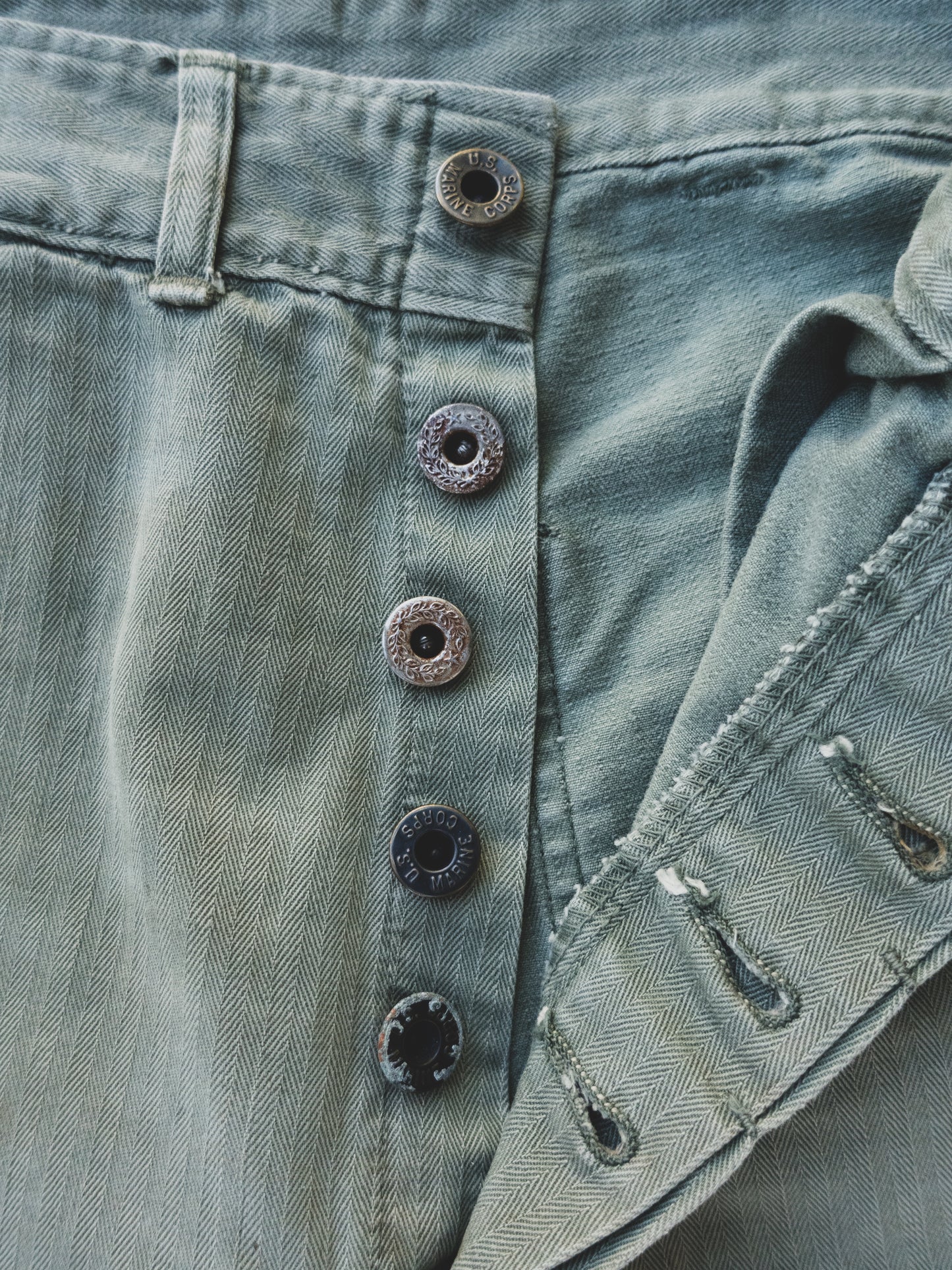 1940's Faded + Patched HBT Pants - 30x29