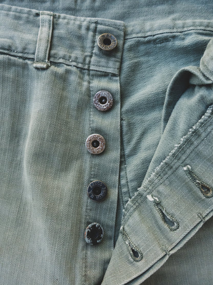 1940's Faded + Patched HBT Pants - 30x29