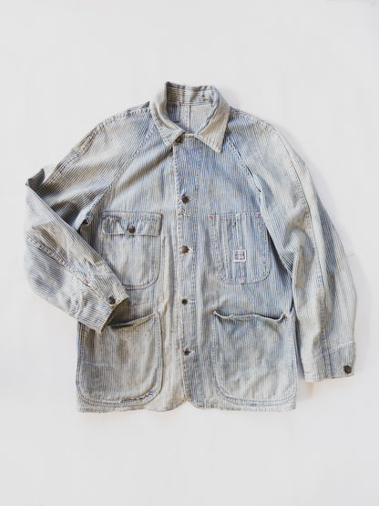 1940's Rare Faded Hickory Stripe Chore - M