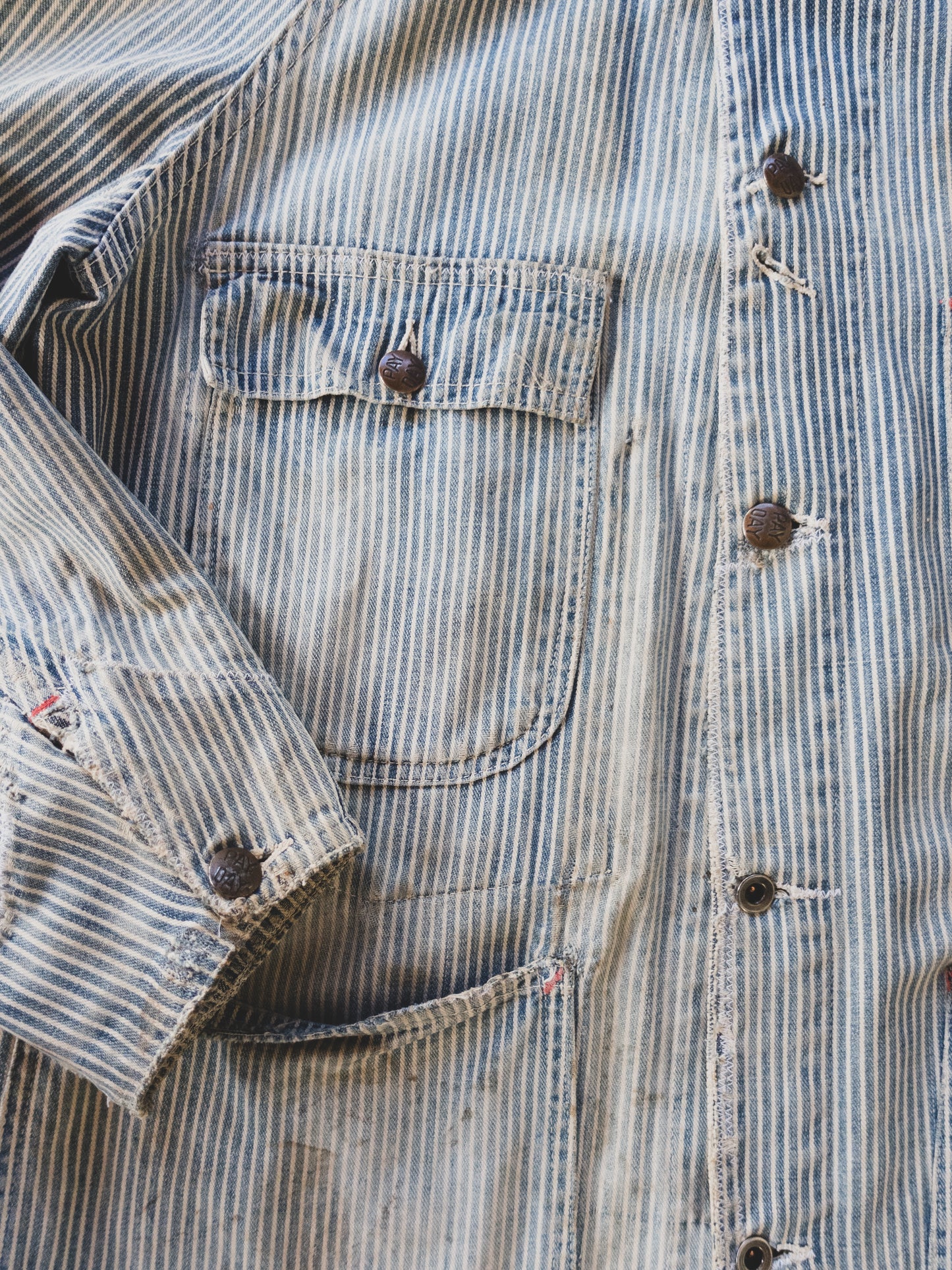 1940's Rare Faded Hickory Stripe Chore - M